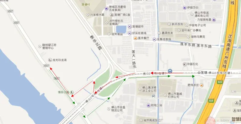 配图对比禅城西部4盘行车路线便利性