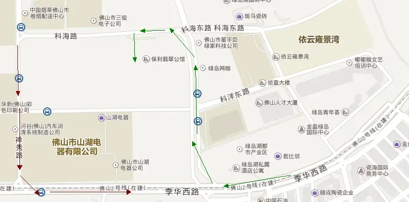 配图对比禅城西部4盘行车路线便利性