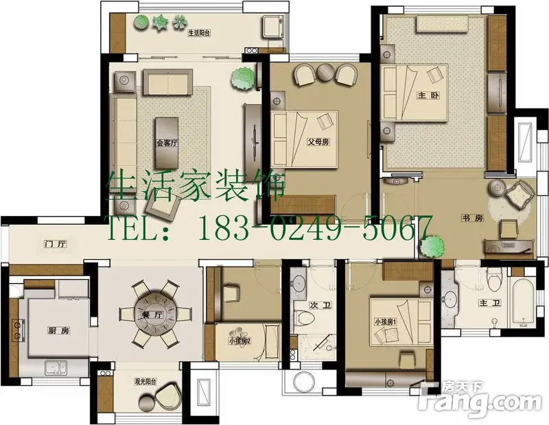 【生活家装饰】医大家属楼 220平 现代风格