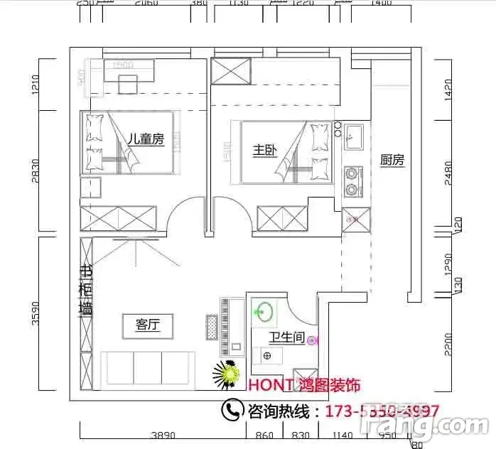 80平方二室一厅设计图,80平方二室一厅平面图 【名仕豪庭】纯美地中海风格装修 80平米两室一厅效果