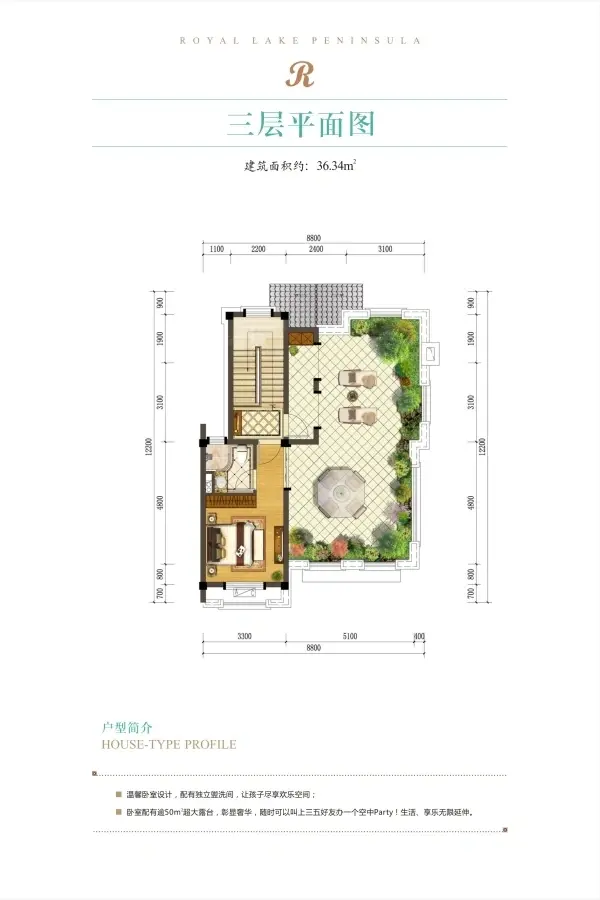 户型图:C2户型-三层平面图