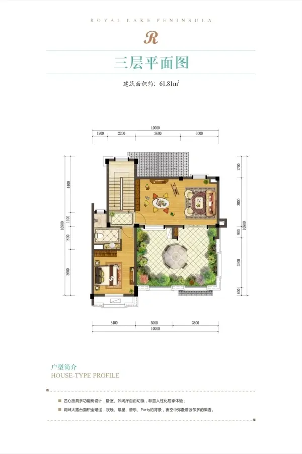 户型图:C1户型-三层平面图