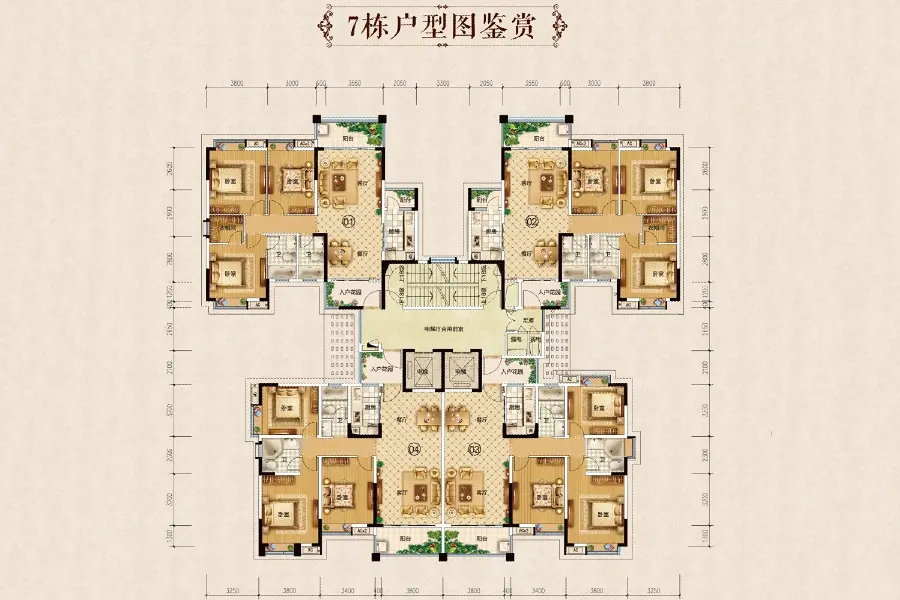 源海仙村一号楼栋平面图