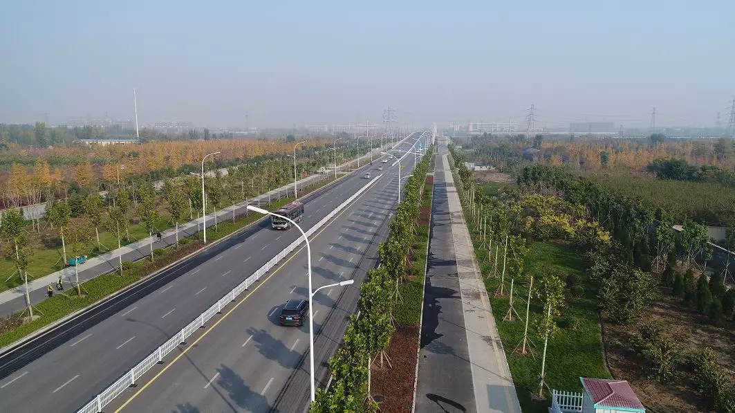 条道路至桓台 柳泉北路风景如画