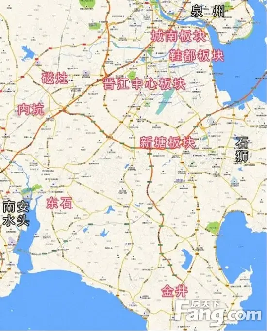 晋江各板块大致位置分布