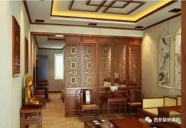 中式屏风镂空隔断,分割空间也是空间装饰功能
