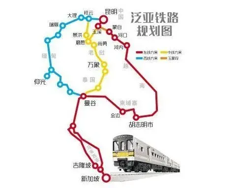 中老铁路) 昆瑞 (昆明-瑞丽,泛亚铁路西线,中缅铁路) 昆明-临沧-缅甸