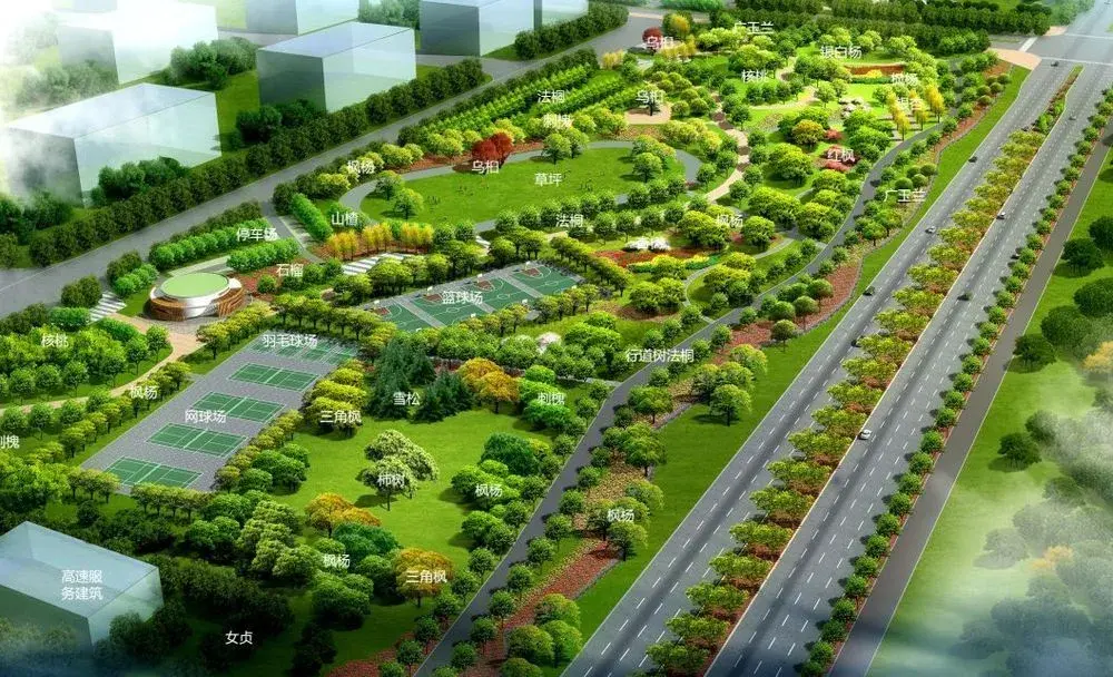 生态廊道公园化 满足市民休憩健身需求 城市道路绿化带是城市生态的