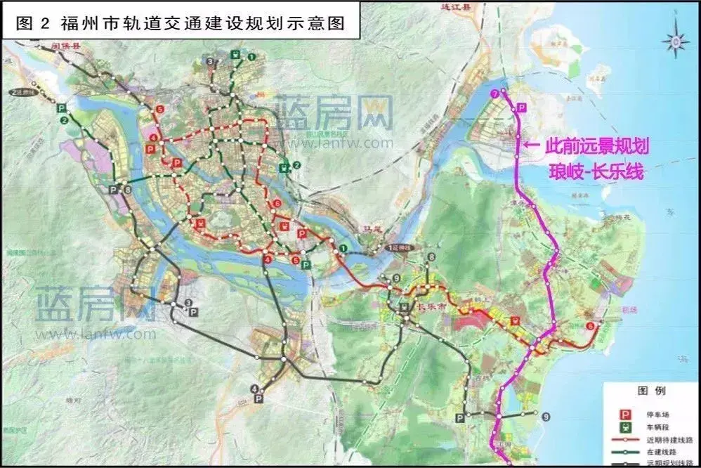 福州早期曾远景规划地铁7号线(琅岐-长乐线)