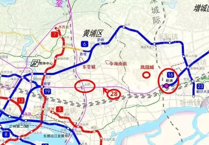 直通佛山的地铁28号线路图曝光,增城只有一个新塘站!