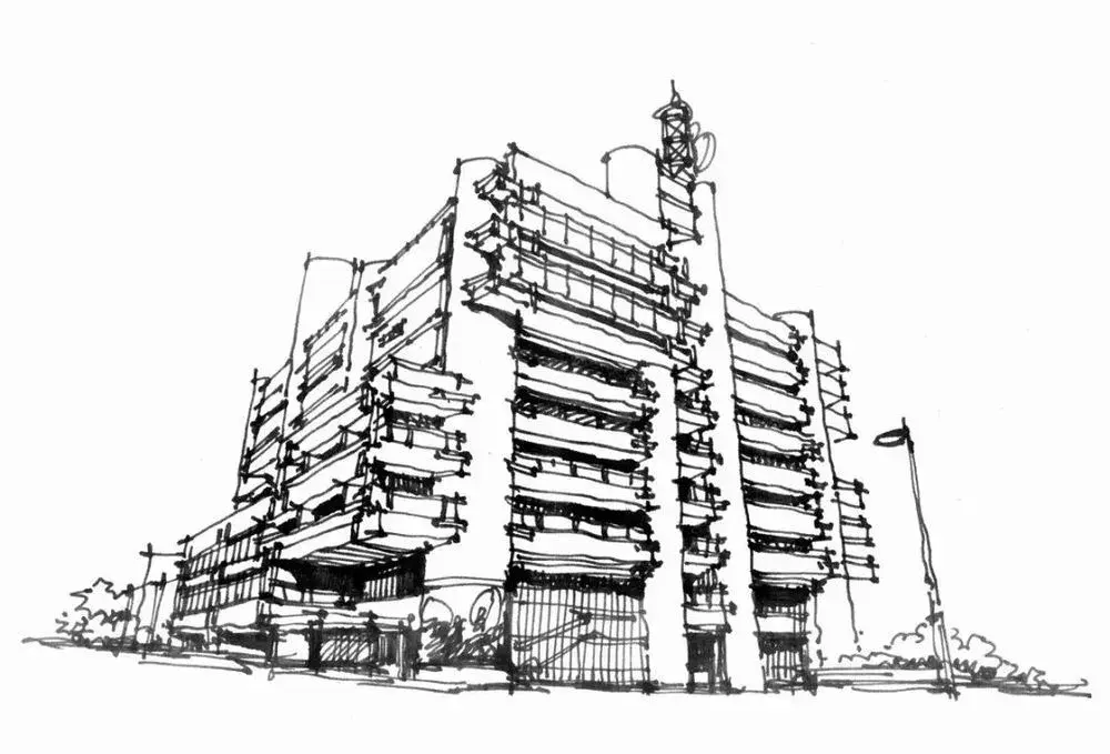 参考外建史他画了74幅建筑手绘