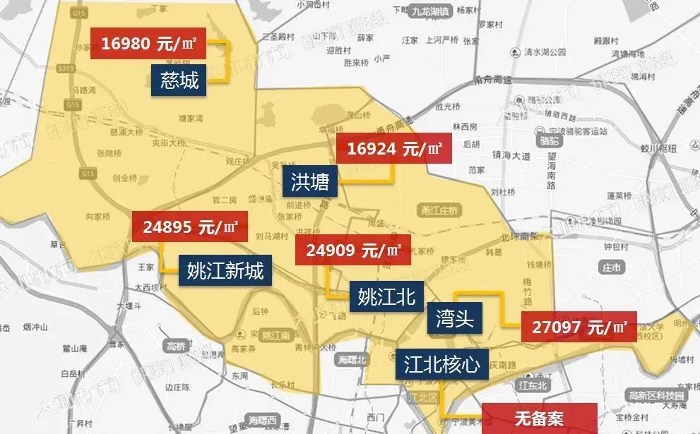 10月宁波楼市房价板块地图,及一手楼盘价格一览!
