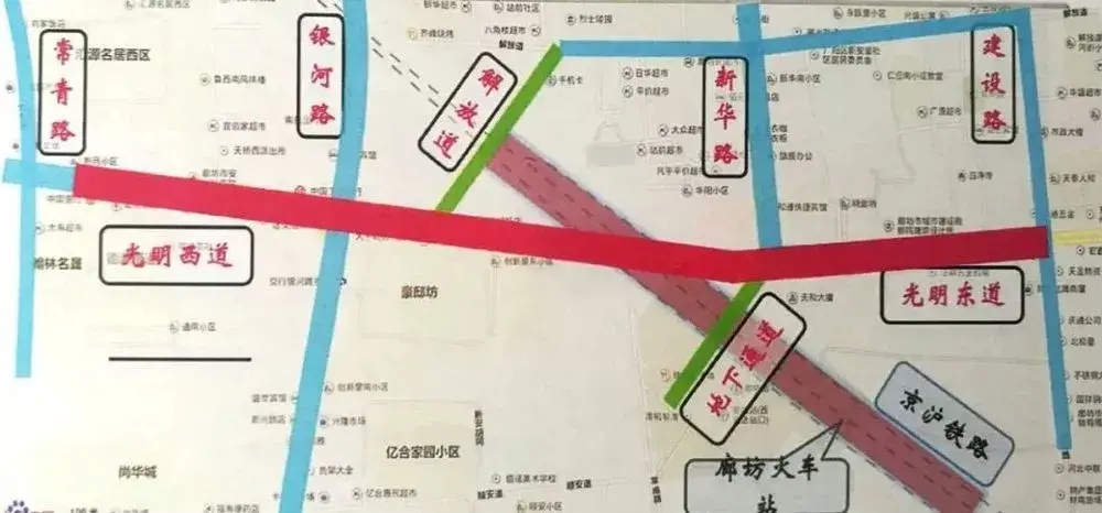 廊坊市区光明道上跨铁路立交桥项目今天开工啦