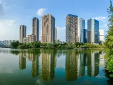 清水房,户型方正适合居家,看中庭,看湖