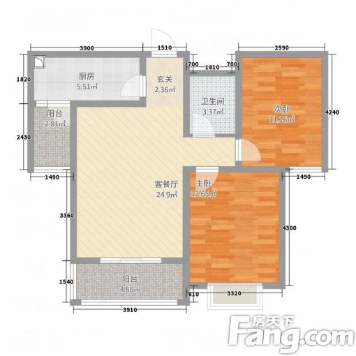 青县博雅庄园 2室1厅 90㎡ 1100元/月