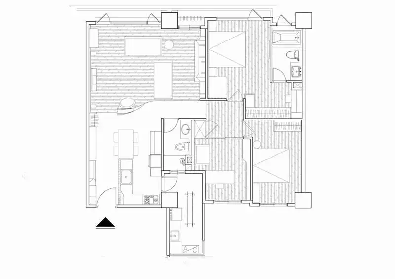 金燕花苑三居室装修设计--平面家具布置图