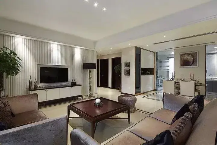 沙发墙电视墙射灯效果图参考省钱时尚又大气