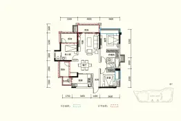 佳乐国际城4室2厅1厨2卫建面123.0㎡