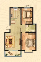 联谊景尚蓝湾2室2厅1厨1卫建面88.29㎡