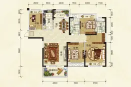 长龙·中央公园四期4室2厅1厨2卫建面142.27㎡