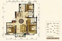 复华文苑3室2厅1厨2卫建面125.0㎡