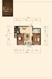 万郡·大都城2室2厅1厨1卫建面88.00㎡