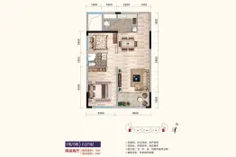 锦盛恒富祥2室2厅1厨1卫建面78.0㎡