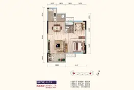 锦盛恒富祥2室2厅1厨1卫建面72.0㎡