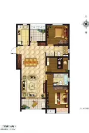 首创悦都3室2厅1厨2卫建面113.26㎡