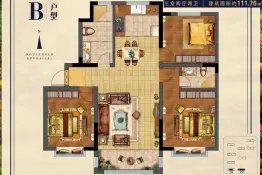 龙盛春城3室2厅1厨2卫建面111.76㎡