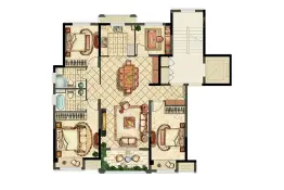 美的城4室2厅1厨2卫建面130.0㎡