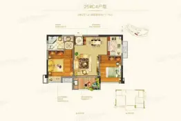 港昌金沙滩2室2厅1厨1卫建面75.0㎡
