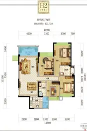 凯旋国际4室2厅1厨2卫建面122.32㎡