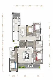 中国铁建西派国樾4室2厅1厨3卫建面192.0㎡