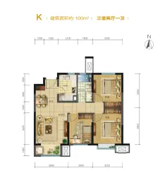 路劲隽澜湾3室2厅1厨1卫建面100.0㎡