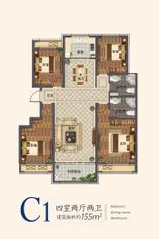 紫桂园4室2厅1厨2卫建面155.0㎡