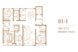 置地·新时代嘉园4室2厅1厨2卫建面169.6㎡