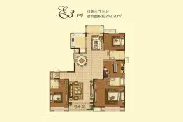 天晟公馆4室3厅1厨3卫建面242.2㎡