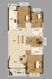 恒大珺睿府4室2厅1厨2卫建面150.43㎡