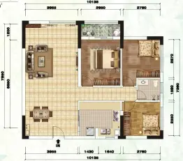 东森九号3室2厅1厨1卫建面103.0㎡