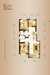 香槟小镇3室2厅1厨1卫建面105.27㎡