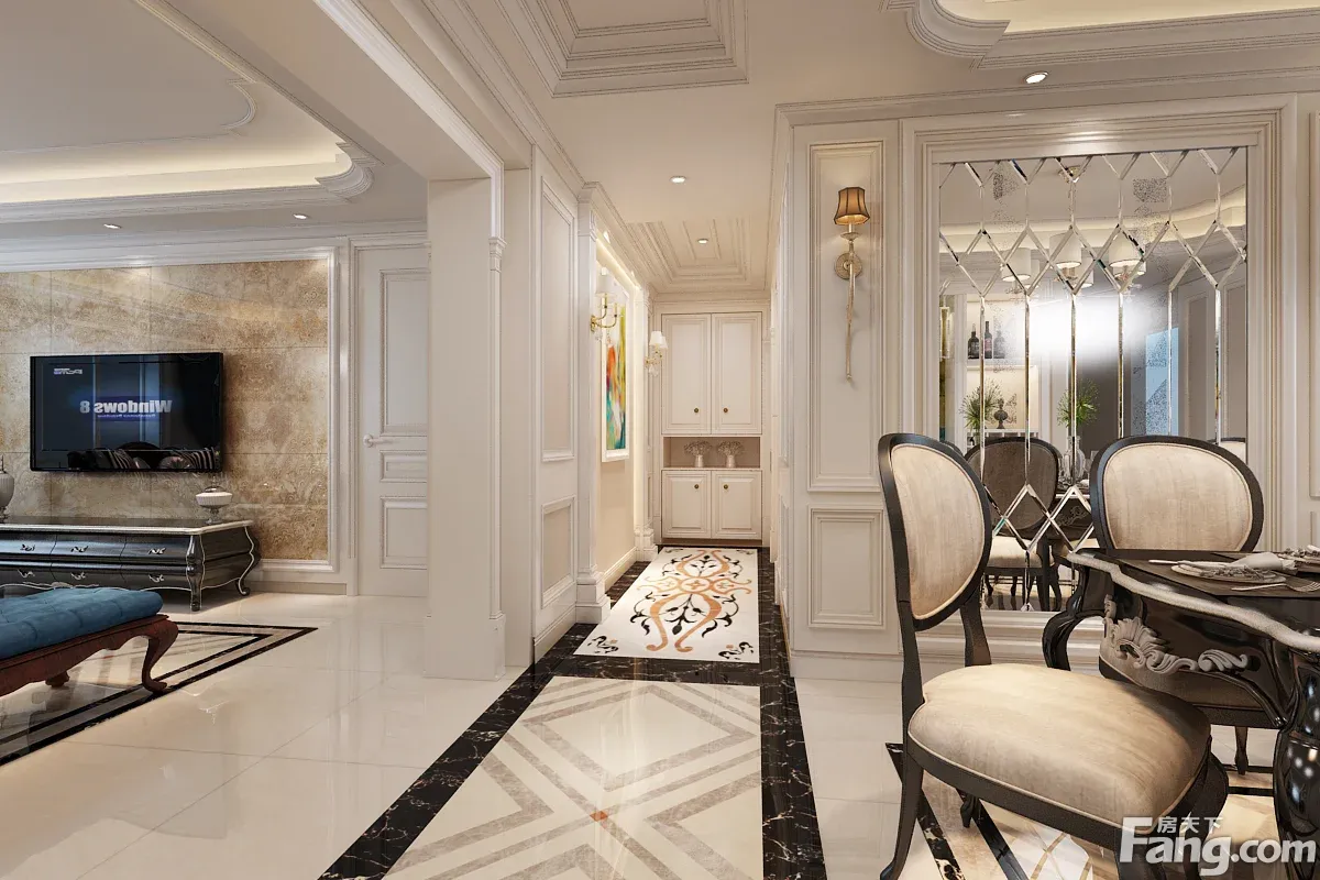 西安中建国熙台简欧风格三居室装修效果图_142平米7万装修设计案例