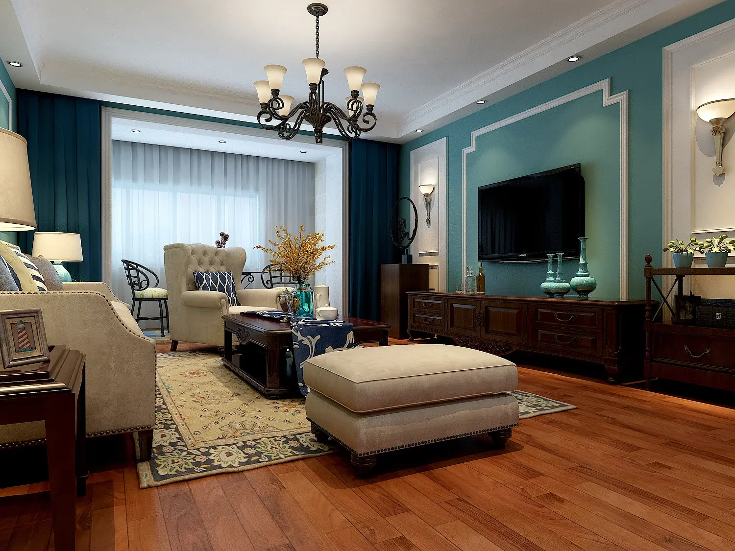 济南名悦山庄现代美式风格家庭装修设计案例