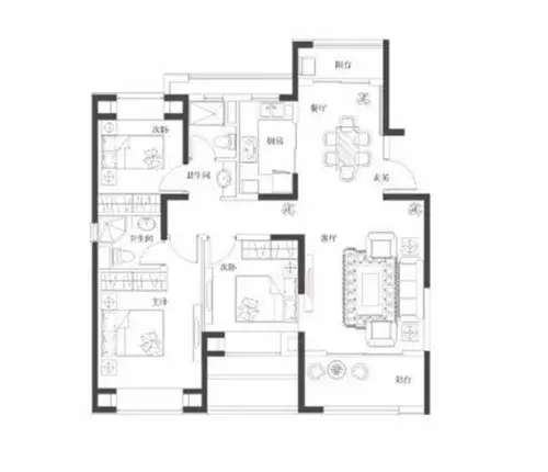 新力雅园A户型118平新中式装修效果图