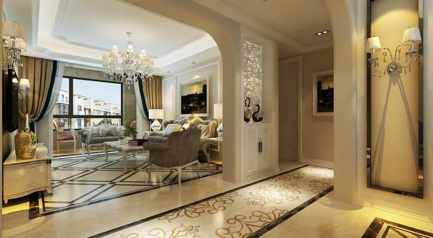 梵尔赛公馆三室两厅120平欧式风格