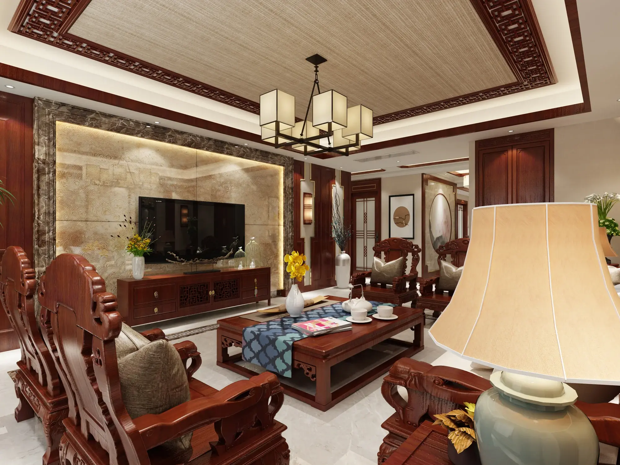 西安6-10万中式风格装修样板间