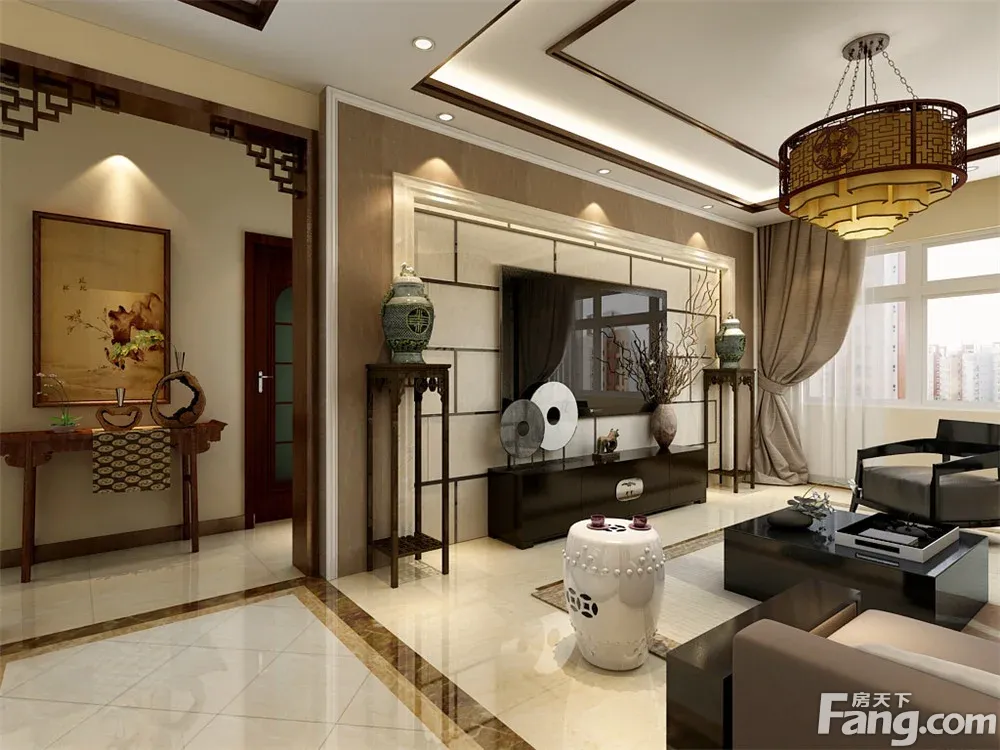 力天装饰泰悦小区三室新中式风格