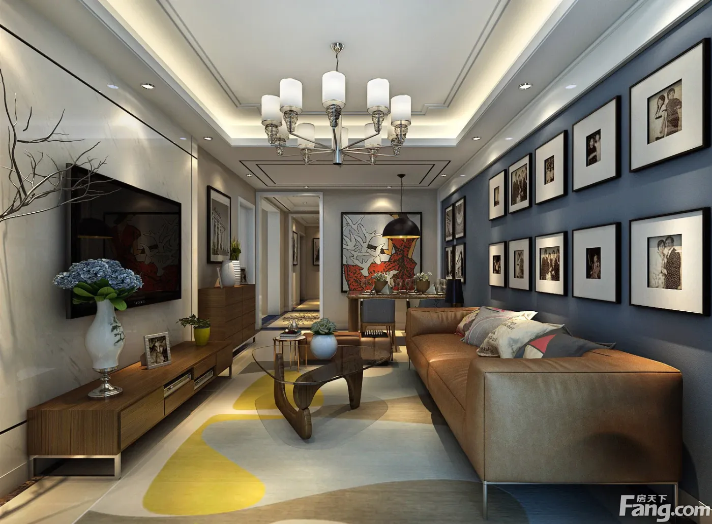 现代简约三居室92平米8.6万-恒大城装修案例-合肥房天下家居装修网